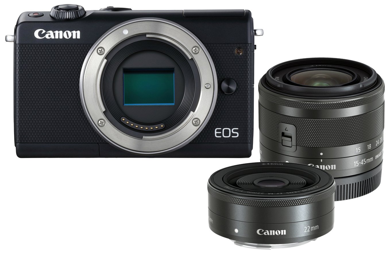 Canon Eos M100 Mirrorless Camera With 15 45mm 22mm Lenses Reviews