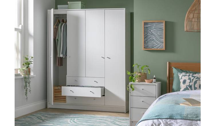 3 Door Freestanding Wardrobe With Drawers & 4 Draw Chest of Drawers Combo