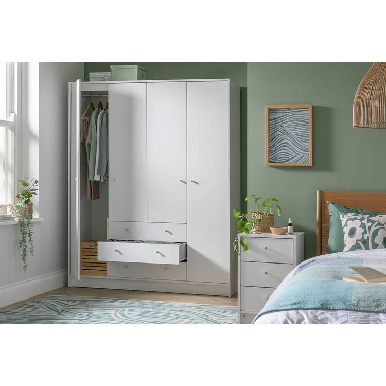 Argos Home Malibu 4 Door 3 Drawer Wardrobe - White 0