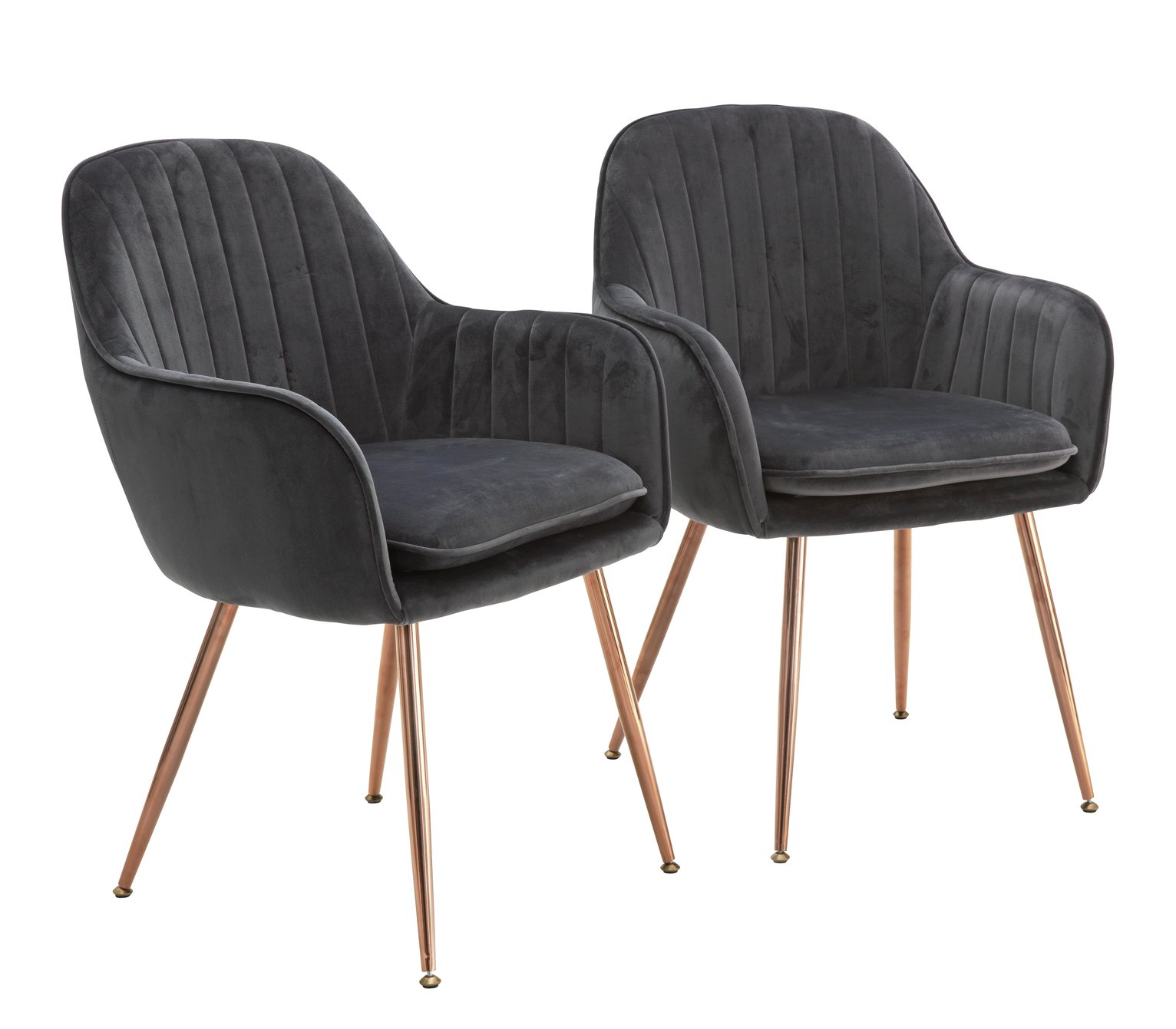 Argos Home Bella Pair of Velvet Dining Chairs - Charcoal