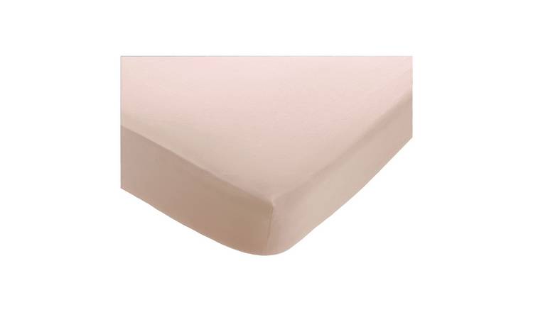 Habitat Washed Plain Pink Fitted Sheet - Double