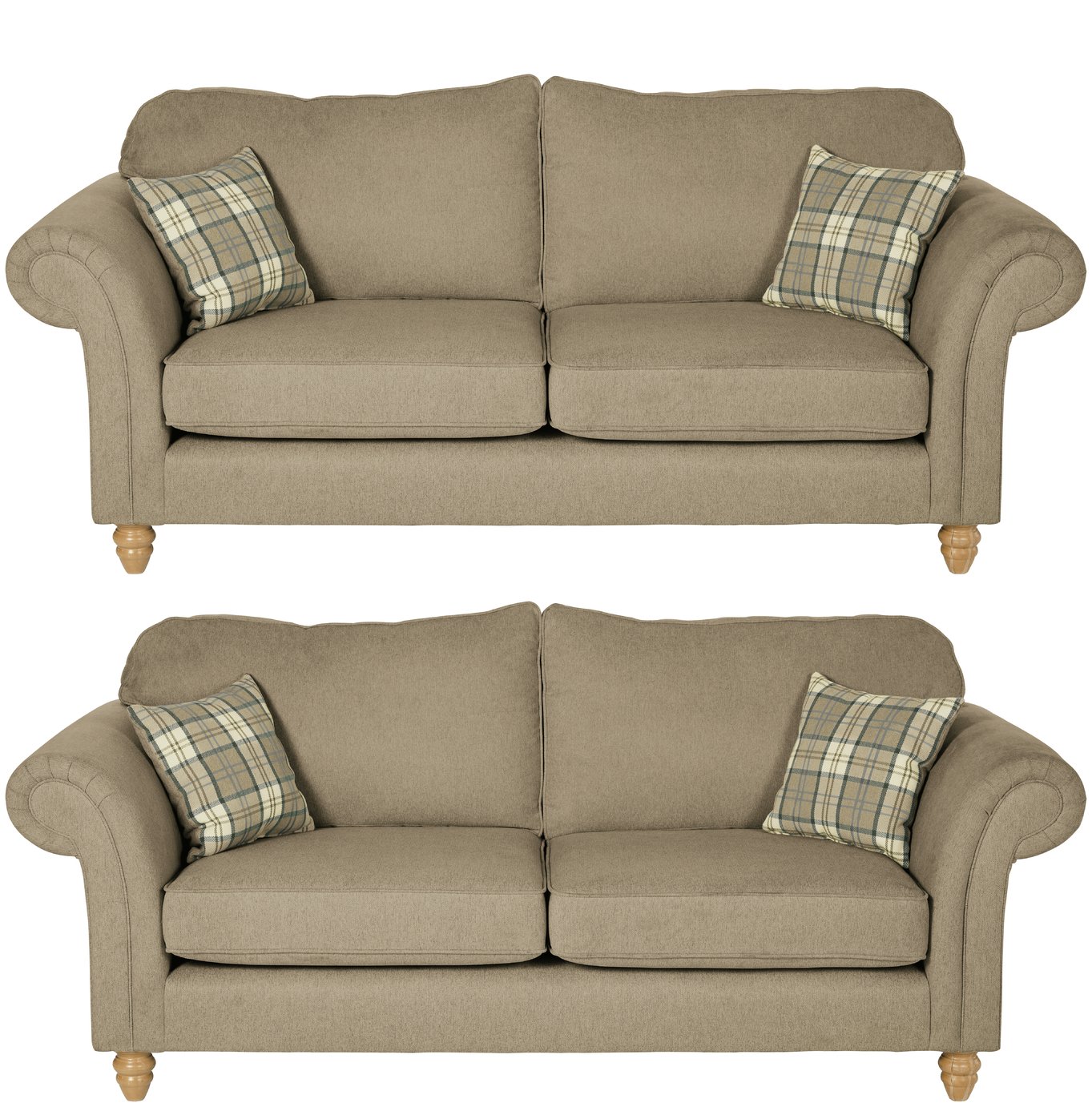 Argos Home Windsor Pair of Fabric 2 Seater Sofa - Natural