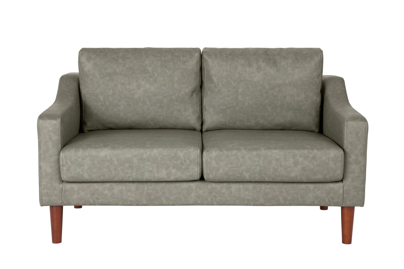 Argos Home Brixton 2 Seater Faux Leather Sofa - Soft Grey