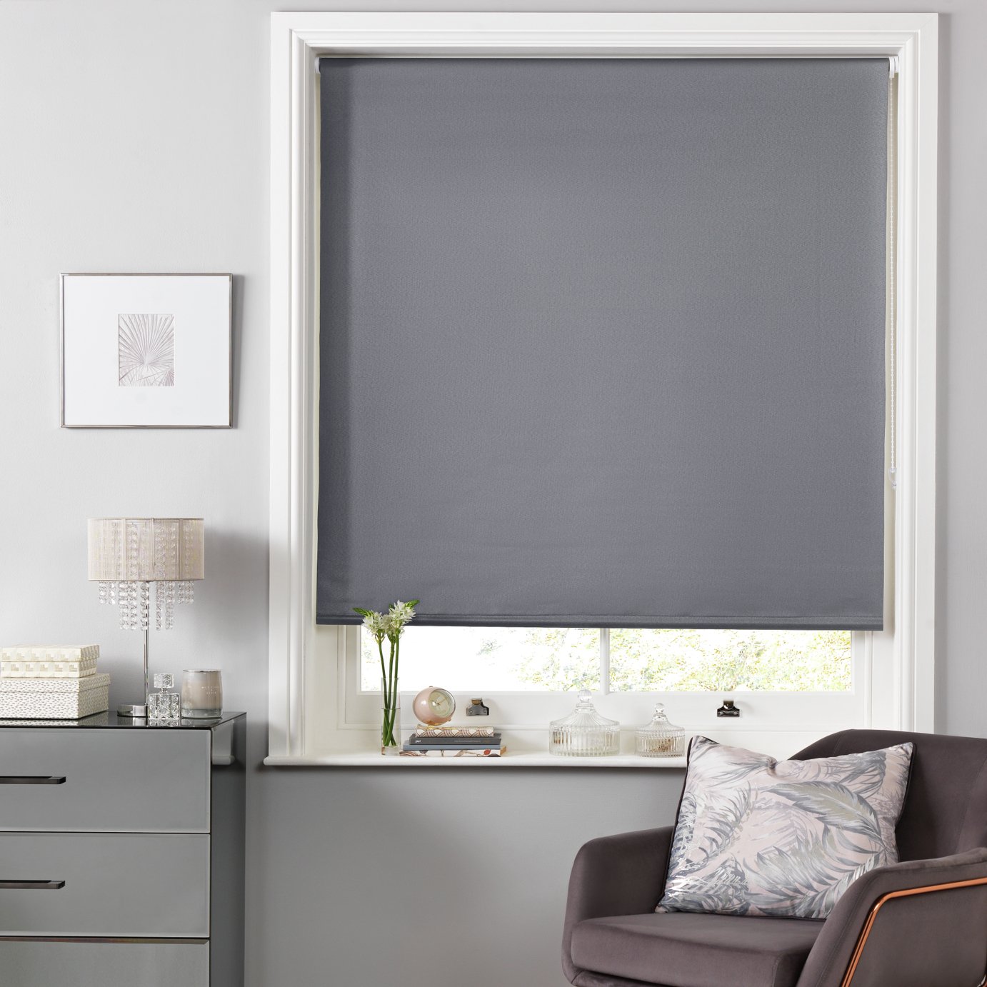 Argos Home Sparkle Blackout Roller Blind - 4ft - Grey