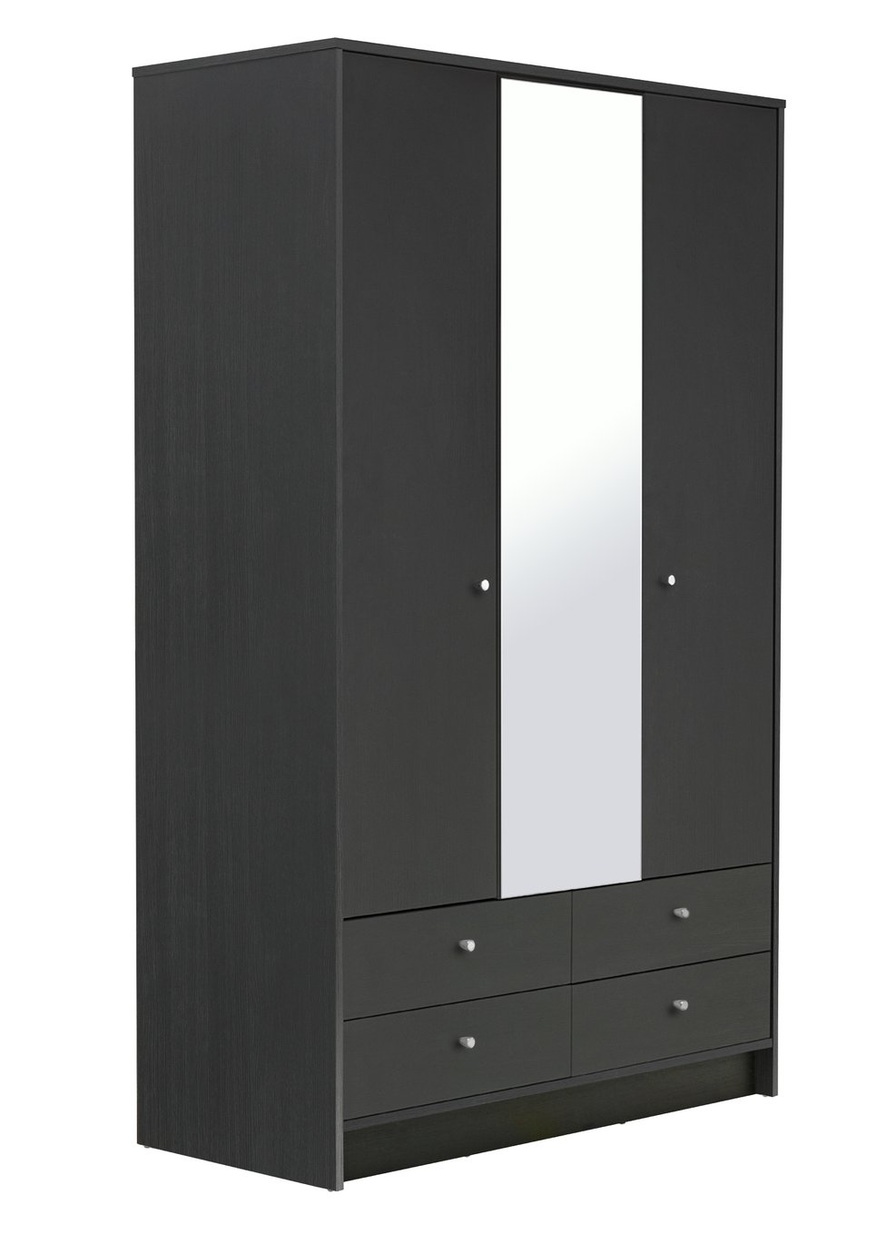 Argos Home Malibu 3 Door 4 Drawer Mirror Wardrobe -Black Oak