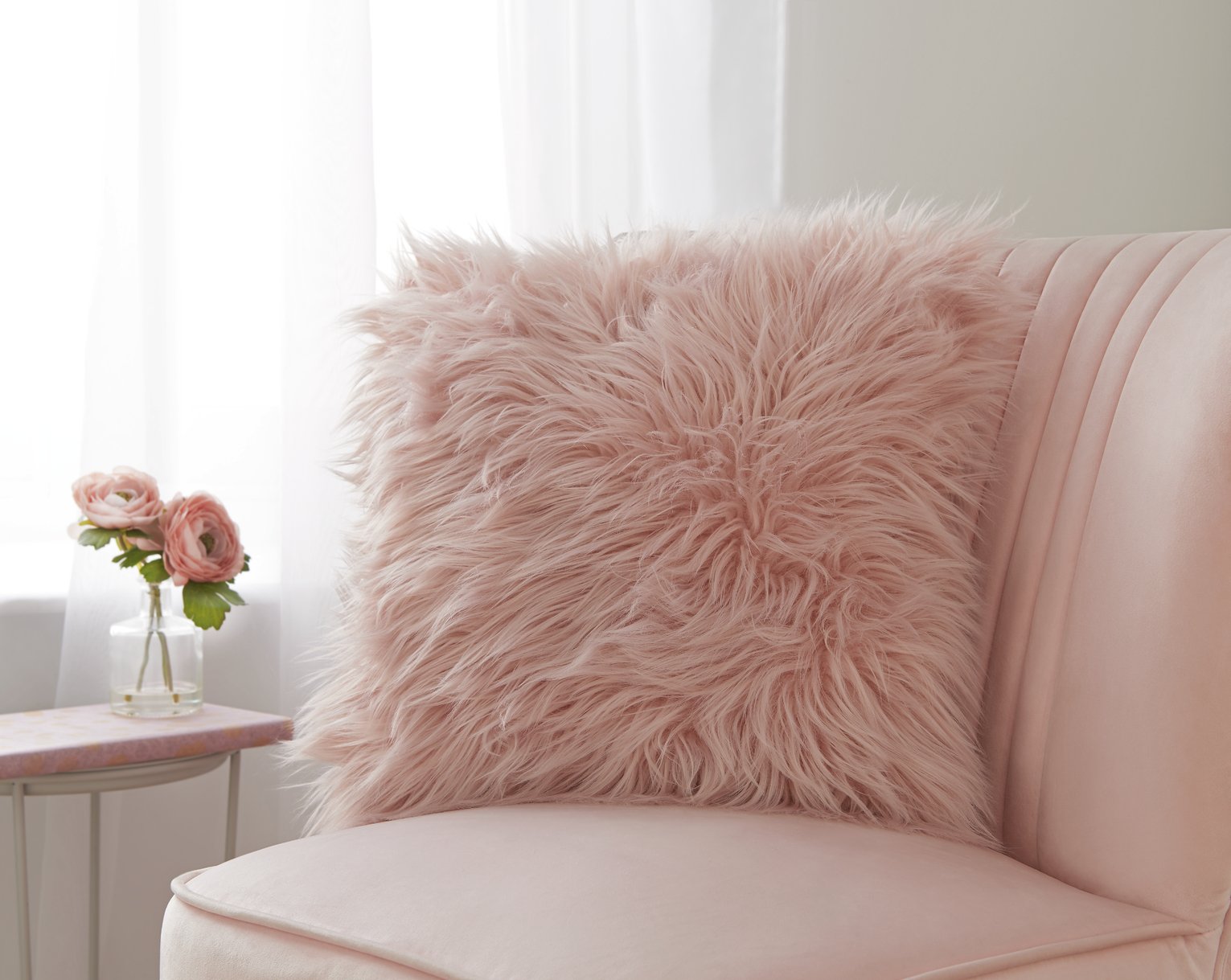 large blush pink cushions