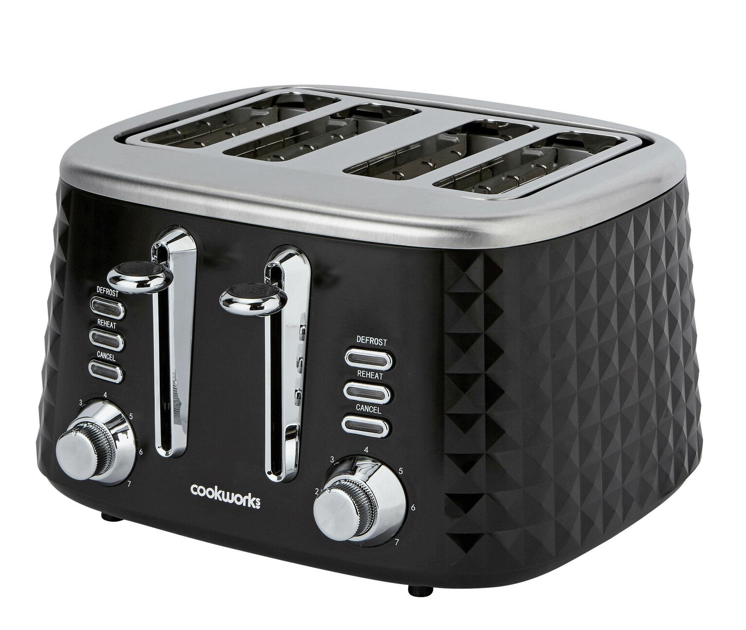 Cookworks Textured 4 Slice Toaster - Black