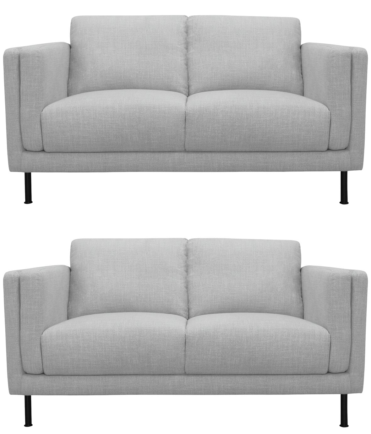 Argos Home Hugo Pair of Fabric 2 Seater Sofas - Silver