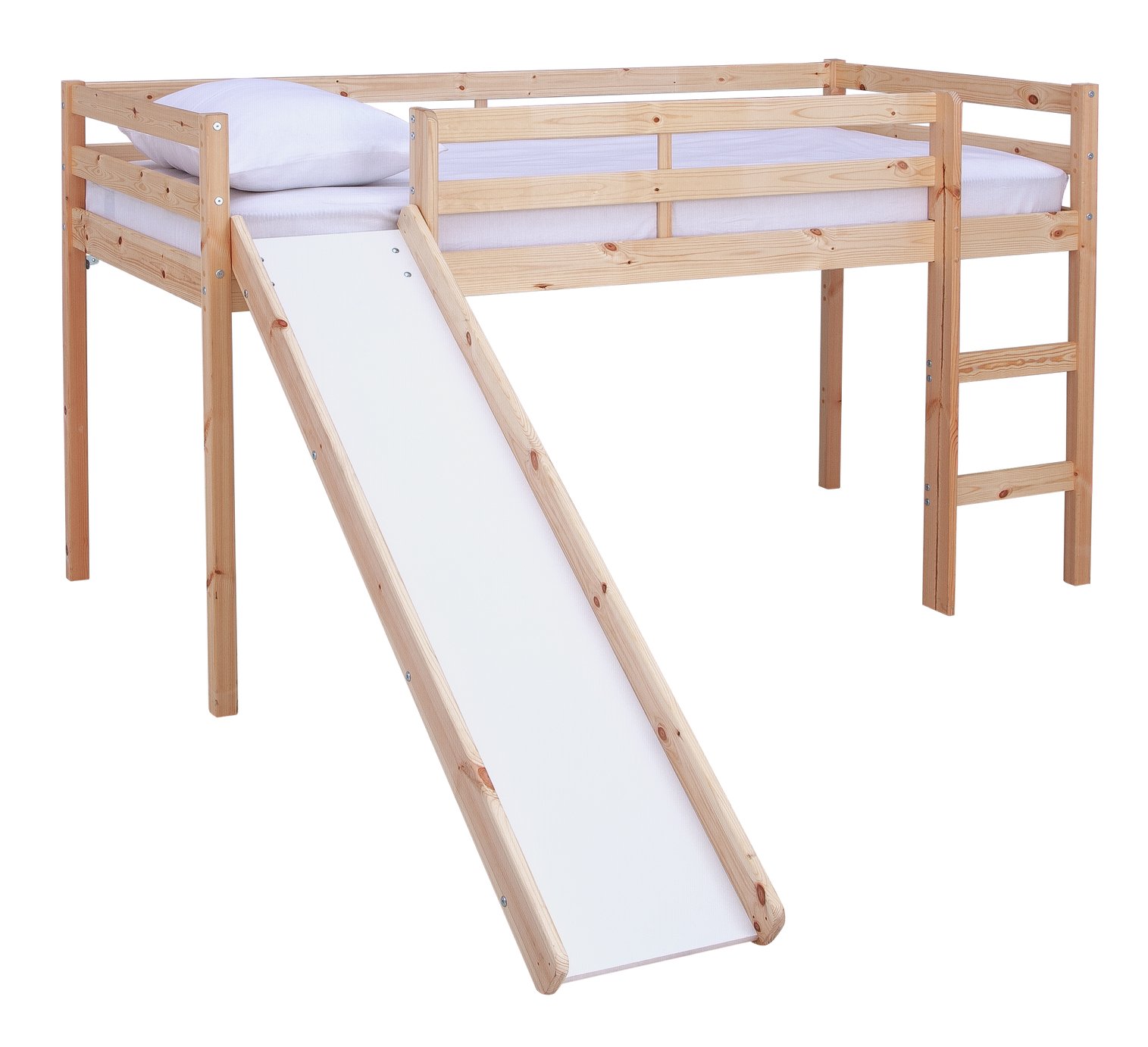 Argos Home Kaycie Pine Mid Sleeper, Slide & Kids Mattress