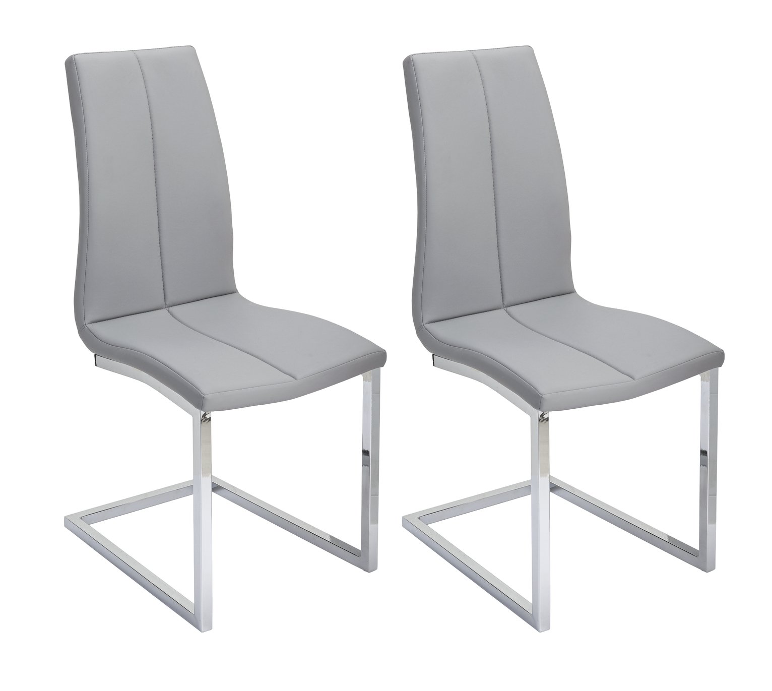 Argos Home Milo Pair of Faux Leather Dining Chairs - Grey