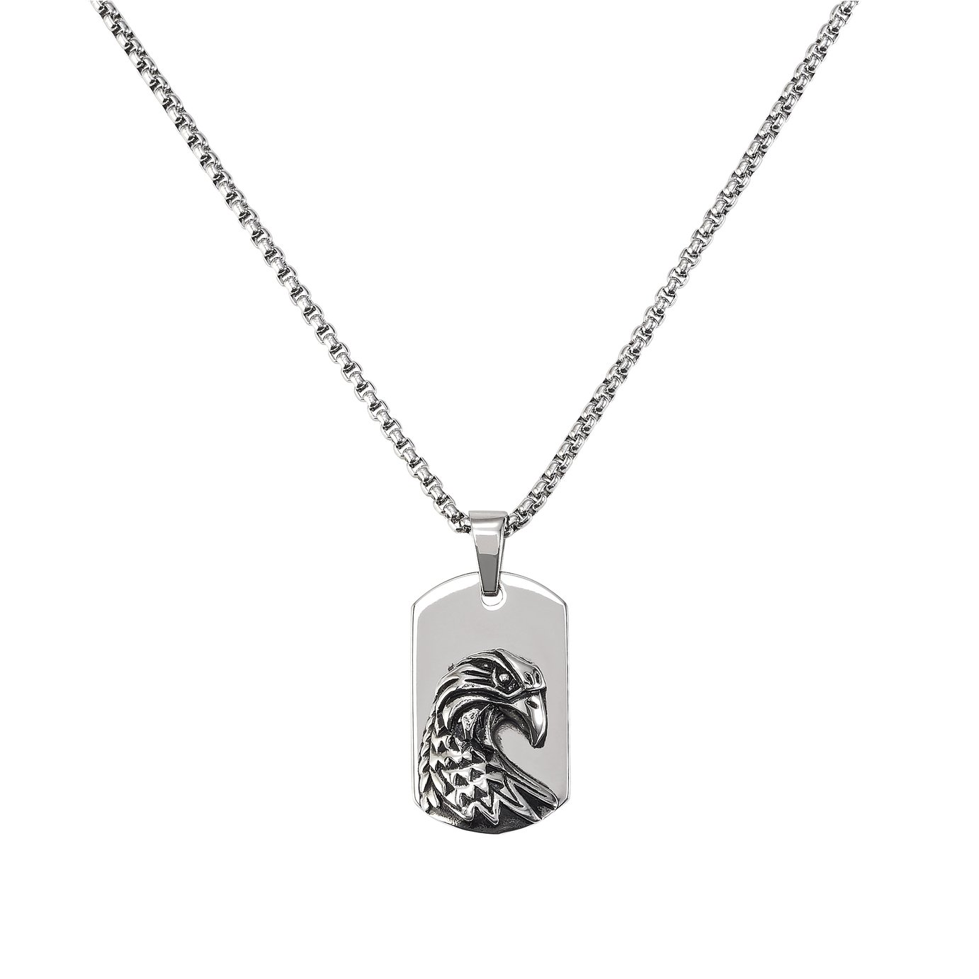 Revere Stainless Steel with Eagle Dog Tag Necklace