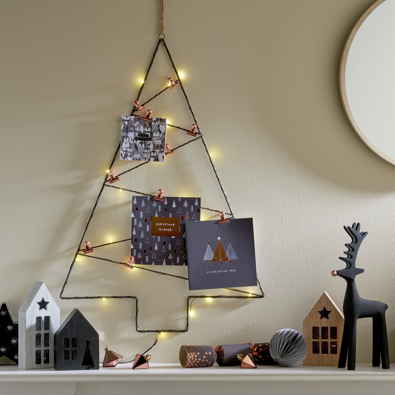 Argos Home Christmas Noir Wire Tree Card Holder