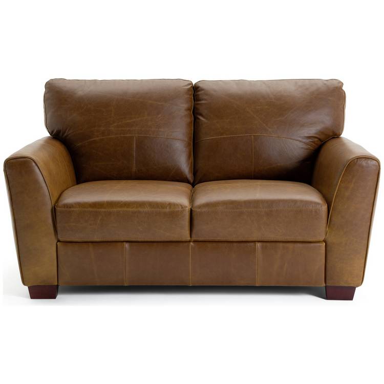 Habitat Milford Leather 2 Seater Sofa - Tan 0