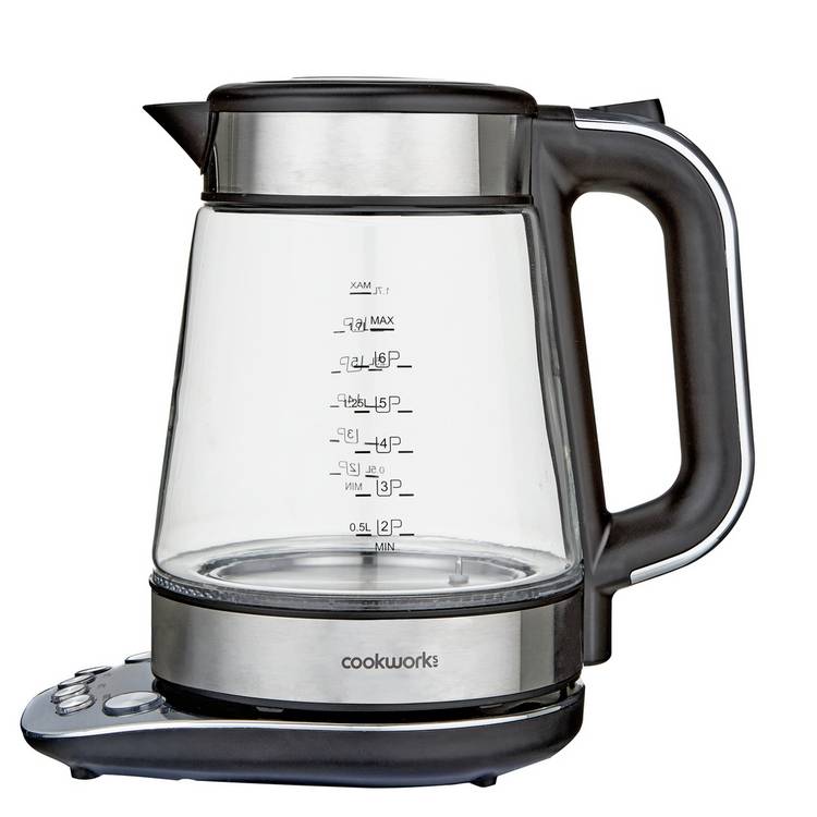 Cookworks Variable Temperature Glass Kettle - S/Steel 0