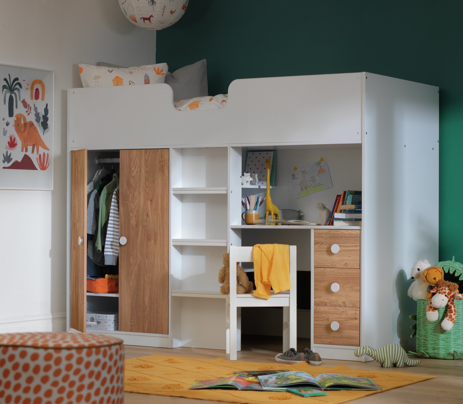 high cabin bed with desk