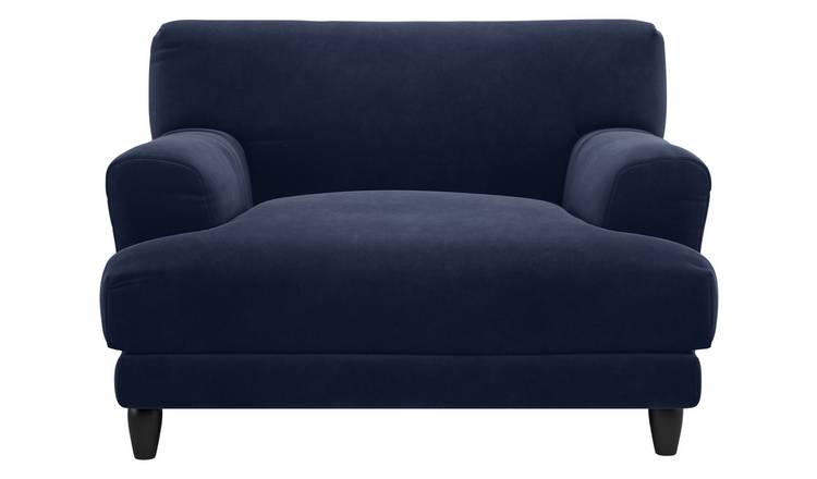 Habitat Askem Velvet Cuddle Chair - Navy Blue