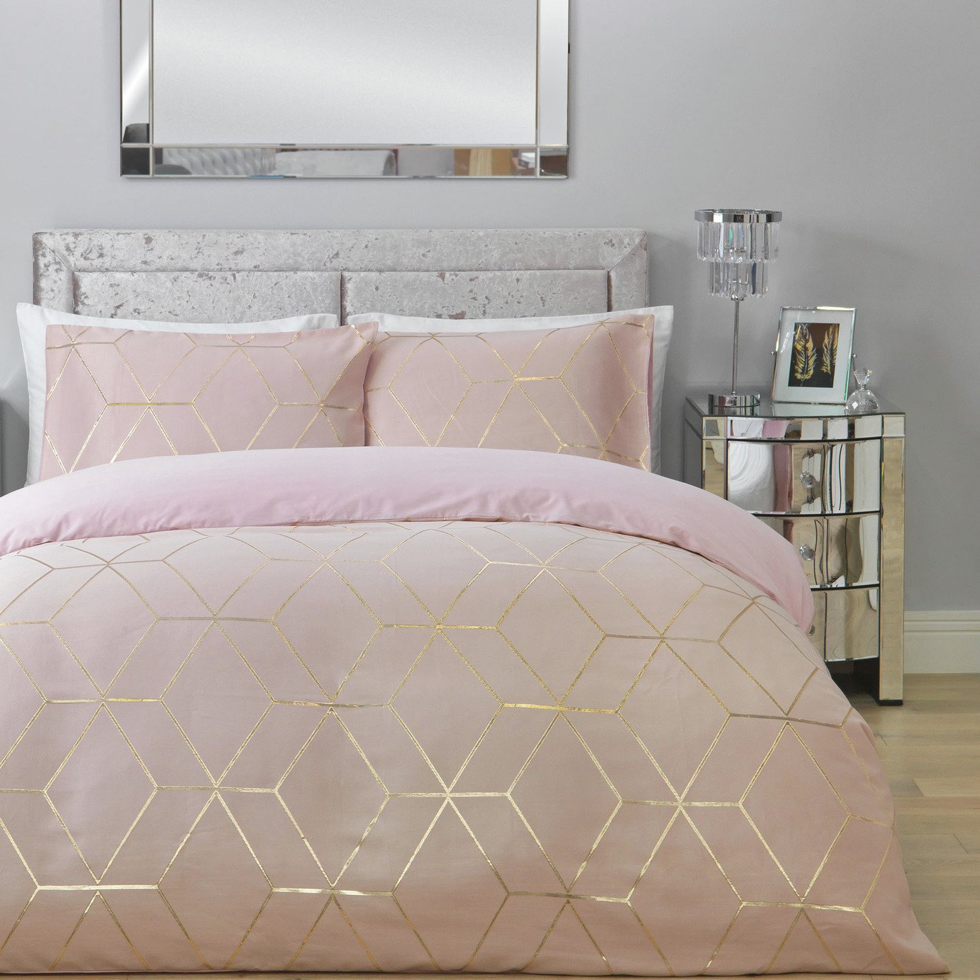 Argos Home Jacquard Geo Blush Pink Bedding Set - Double (9187797 ...