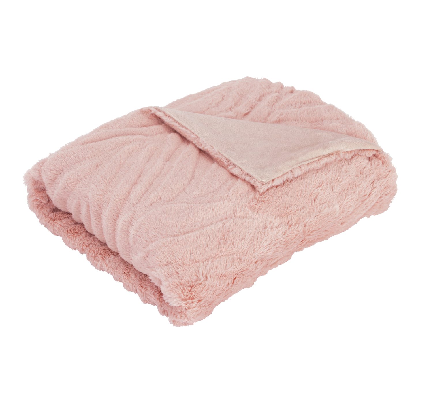 Argos Home Carved Faux Fur Throw - Blush Pink