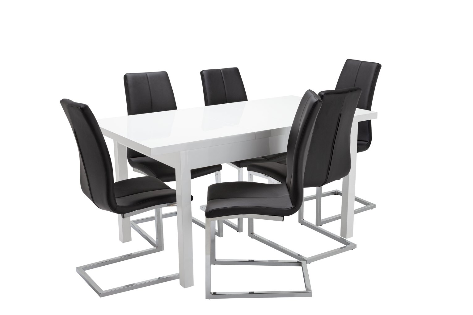 Argos Home Lyssa Extending Gloss Table & 6 Milo Chair -Black