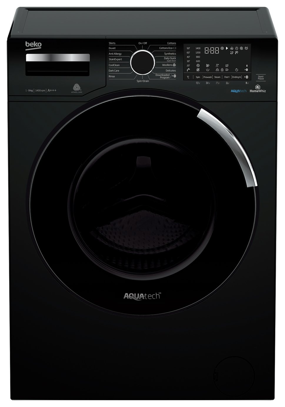 Beko Aqua WY940P44EB 9KG 1400 Spin Washing Machine - Black