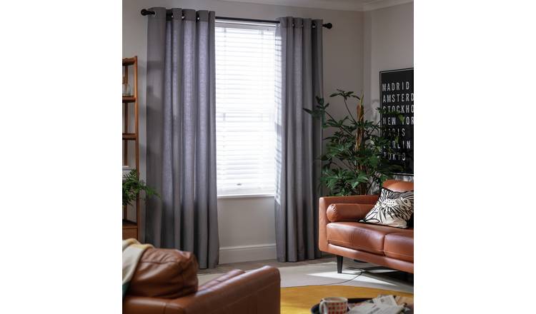 Berry Argos Home Herringbone 90 x 90cm Lined Eyelet Curtains 