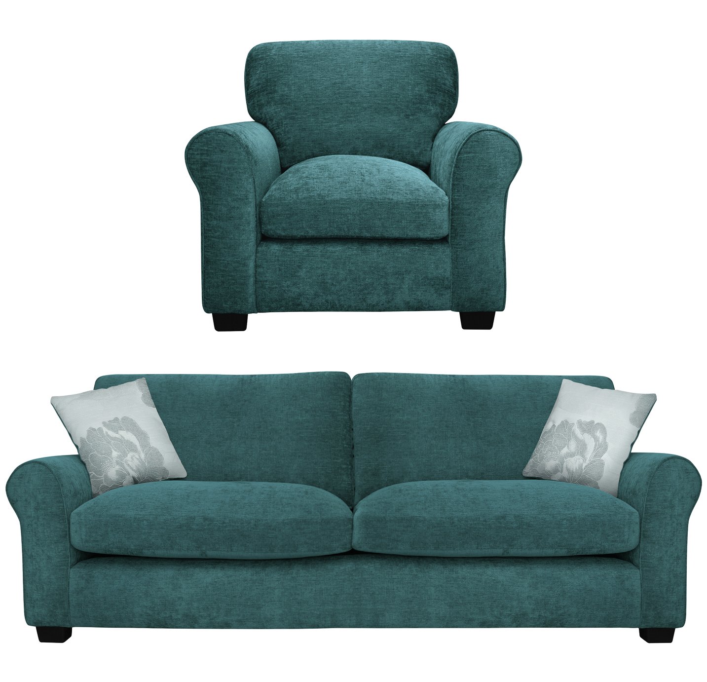 Argos Home Tammy Fabric Chair and 4 Seater Sofa - Teal