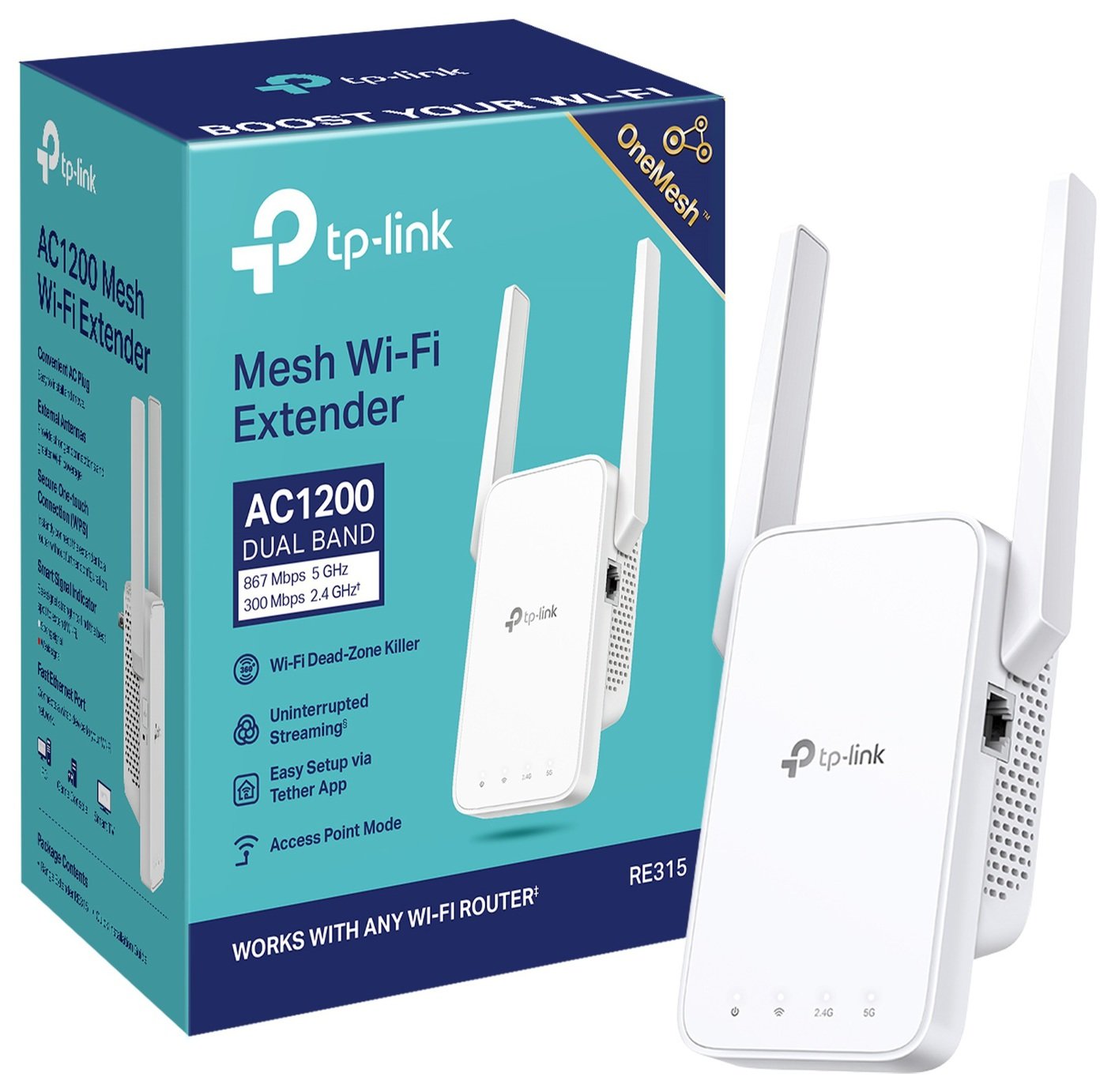 TP-Link AC1200 Dual Band Wi-Fi Range Extender & Booster