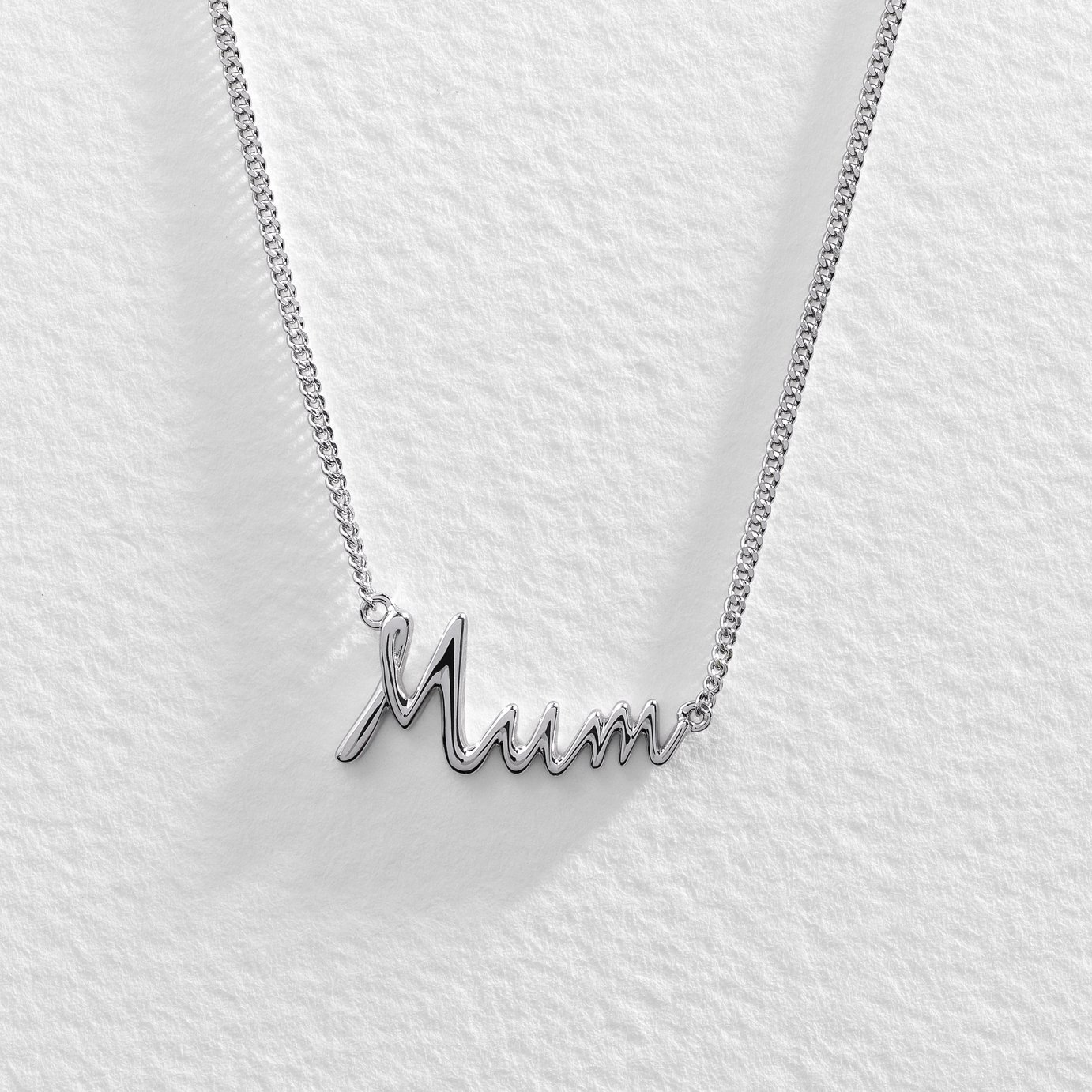 Moon & Back Sterling Silver 'Mum' Script Pendant