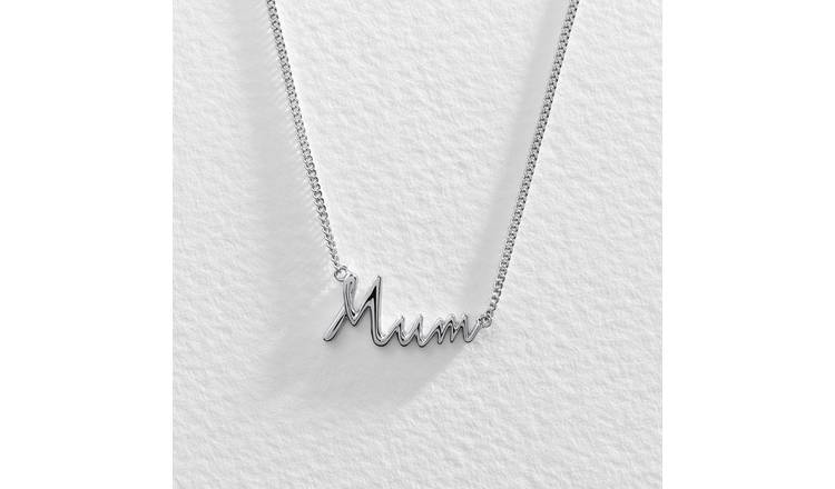 Moon & Back Sterling Silver 'Mum' Script Pendant