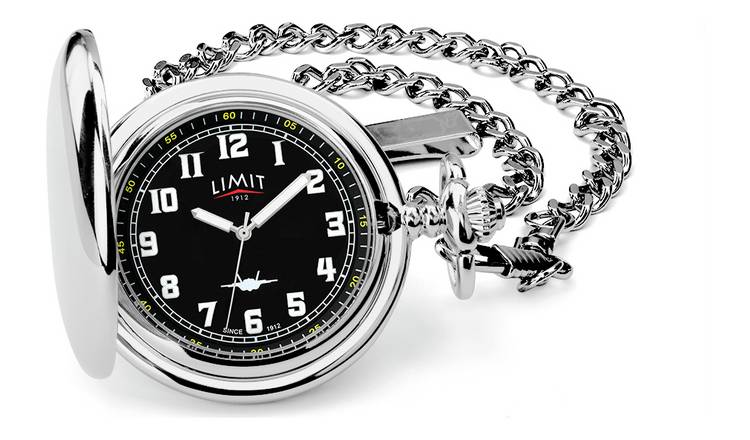 Limit Men's Silver and Black Pocket Watch