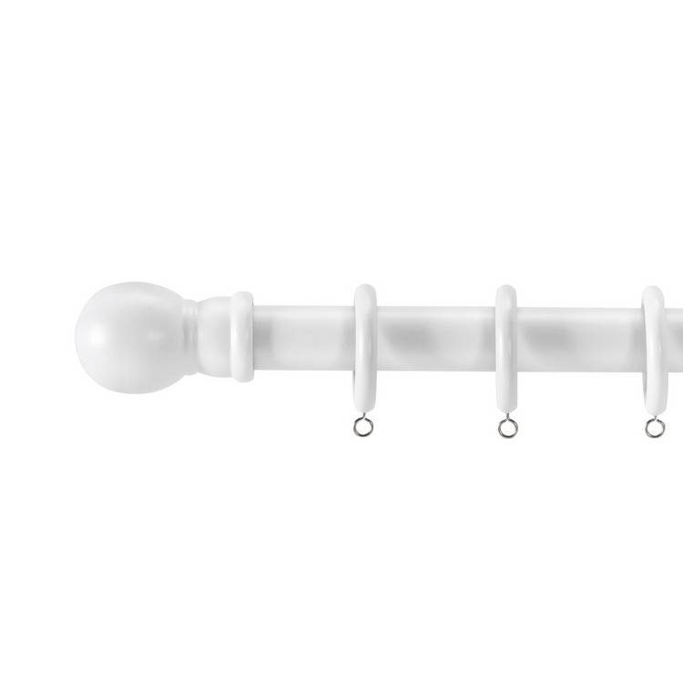 Argos Home White Wooden Fixed Curtain Pole - 300cm 0