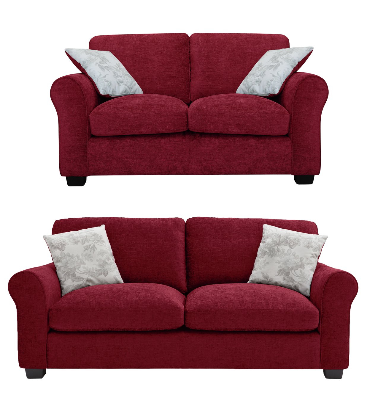 Argos Home Tammy Fabric 2 Seater and 3 Seater Sofa - Wine