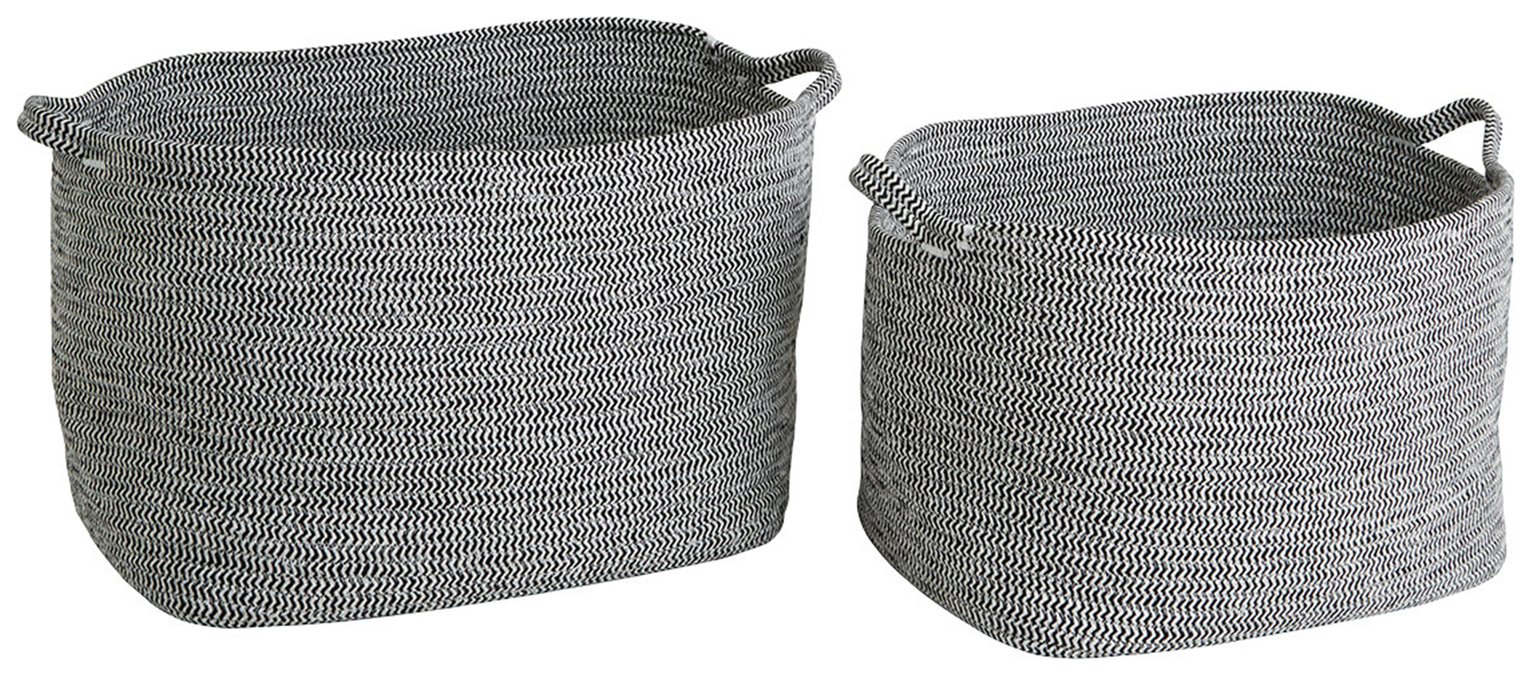 Habitat Salvador 2 Storage Baskets - Black & White