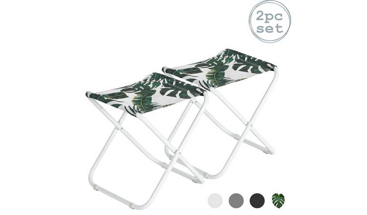 Harbour Housewares Classic Folding Stools - Banana Leaf - Pack of 2