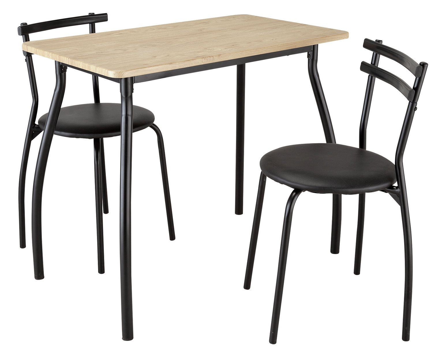 Argos Home Leon Oak Effect Dining Table & 2 Black Chairs Review