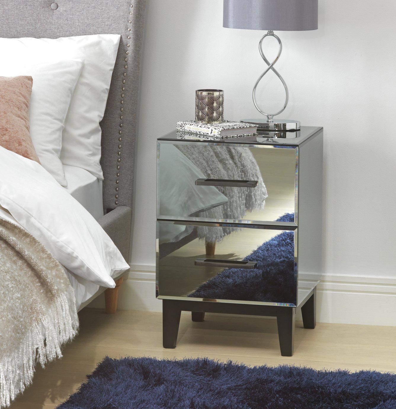 Argos Home Palm Luxe 2 Drawer Bedside Table