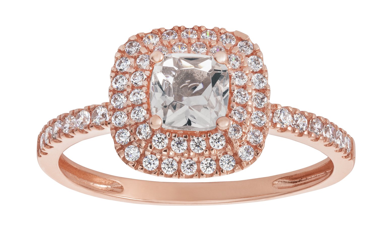 Revere 9ct Rose Gold Cubic Zirconia Double Halo Ring Review