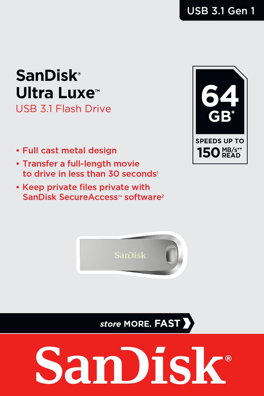 SanDisk Luxe USB 3.0 Flash Drive - 64GB