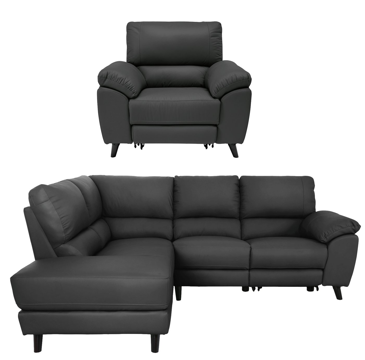Argos Home Elliot Chair and Left Corner Recliner Sofa -Black