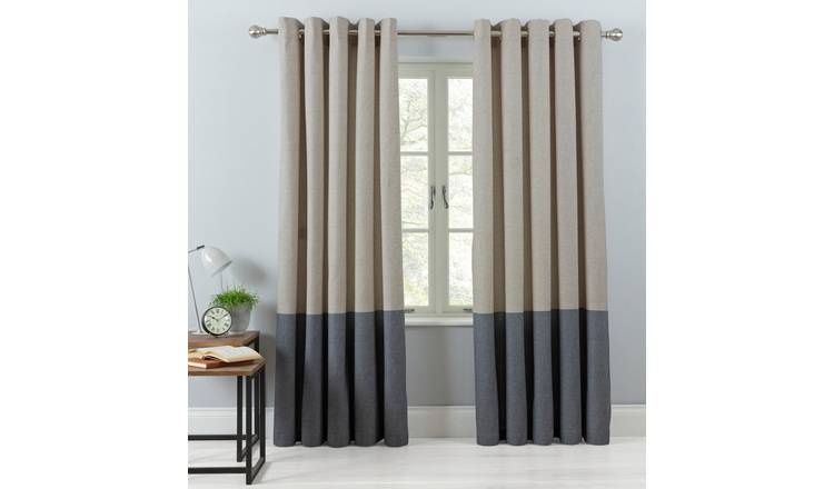 Buy Argos Home Printed Border Lined Eyelet Curtains Natural