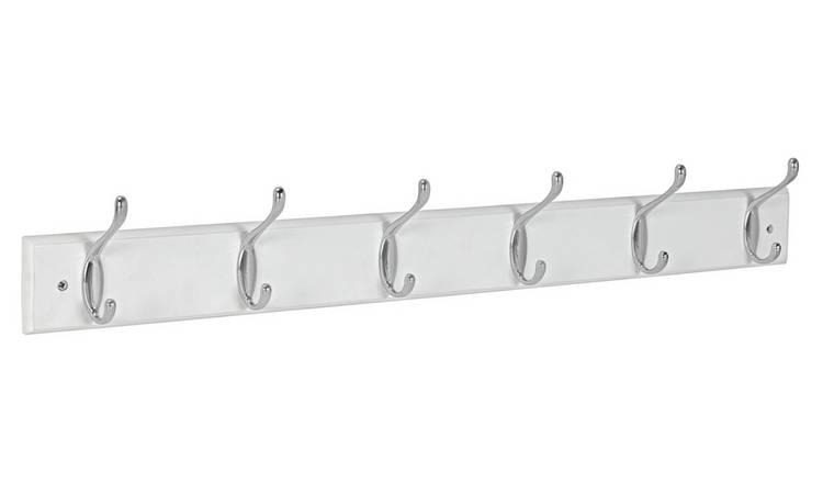 Buy Argos Home 6 Double Chrome Coat Hooks - White | Coat hooks and ...