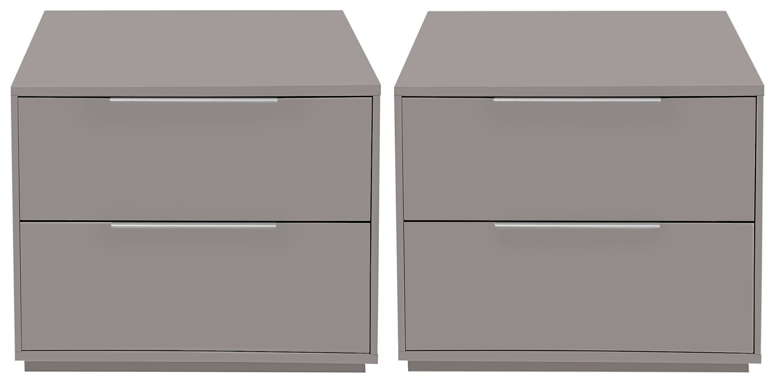 Argos Home Holsted 2 Bedside Tables Set - Grey Gloss