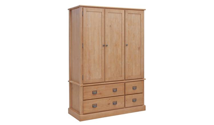 Buy Argos Home Drury Light Pine 3 Door 4 Drawer Wardrobe