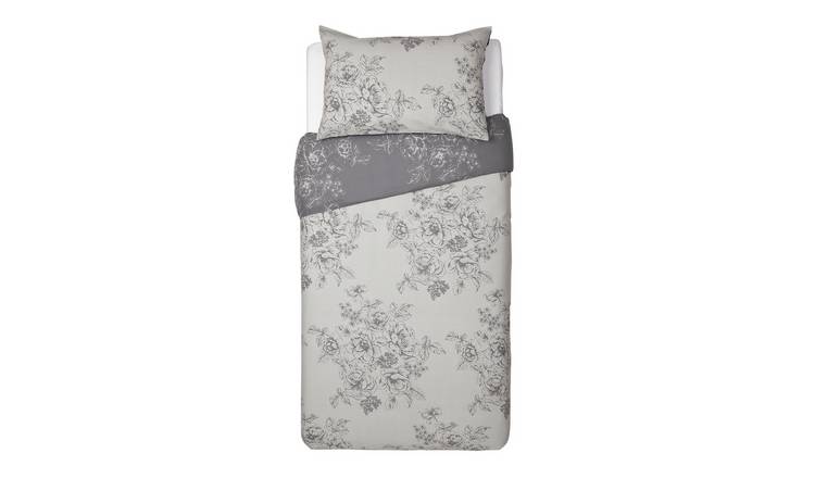 Buy Argos Home Grey Classic Floral Bedding Set Single Duvet