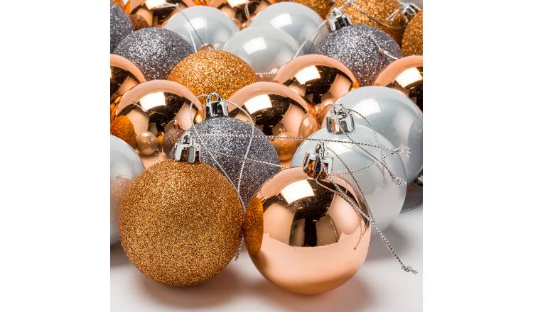 Buy Argos Home 48 Pack Christmas Noir Baubles  Copper and Grey