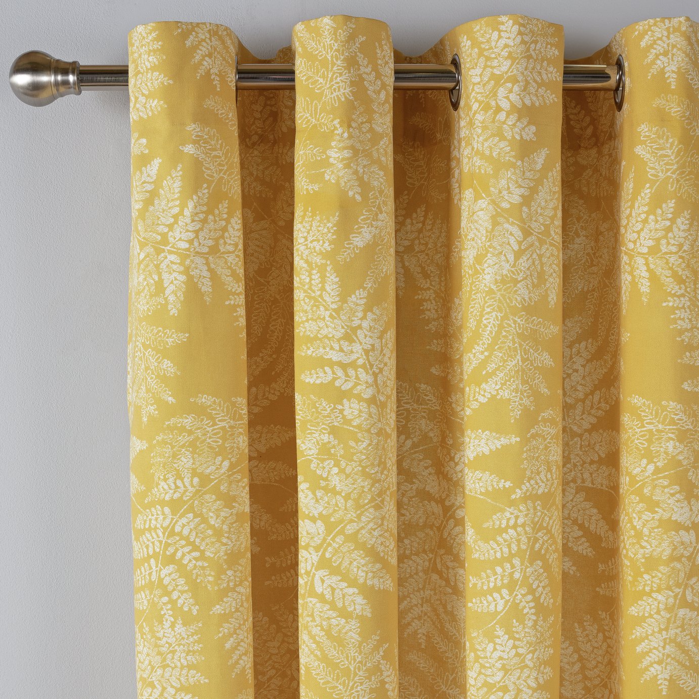 Argos Home Fern Leaf Lined Eyelet Curtains - Mustard
