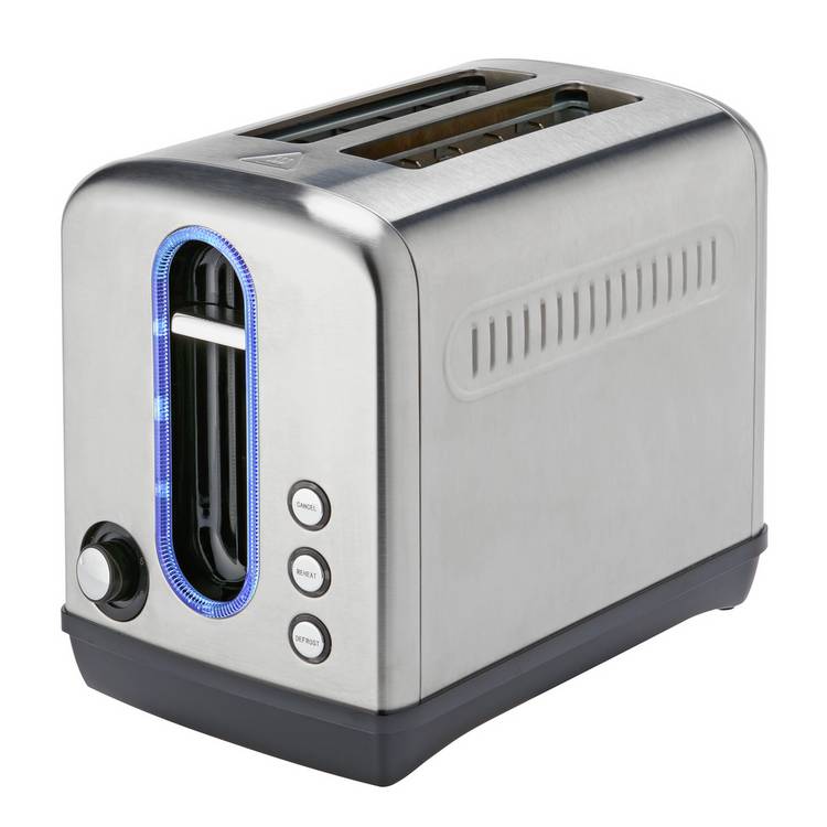 Cookworks Illuminated 2 Slice Toaster - Brushed S/Steel 0