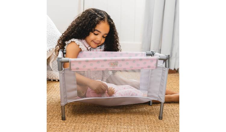COLLAPSIBLE CRIB TOY,PINK DOLL TRAVEL COT WITH CARRY CASE AS