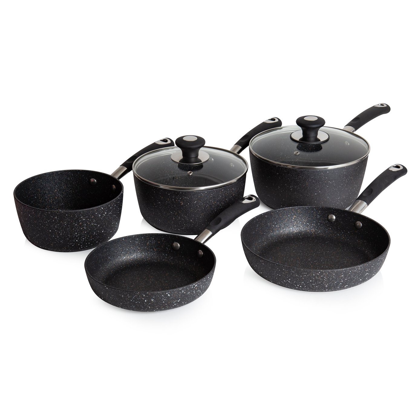 Tower Precision 5 Piece Non Stick Pan Set - Black & Speckled