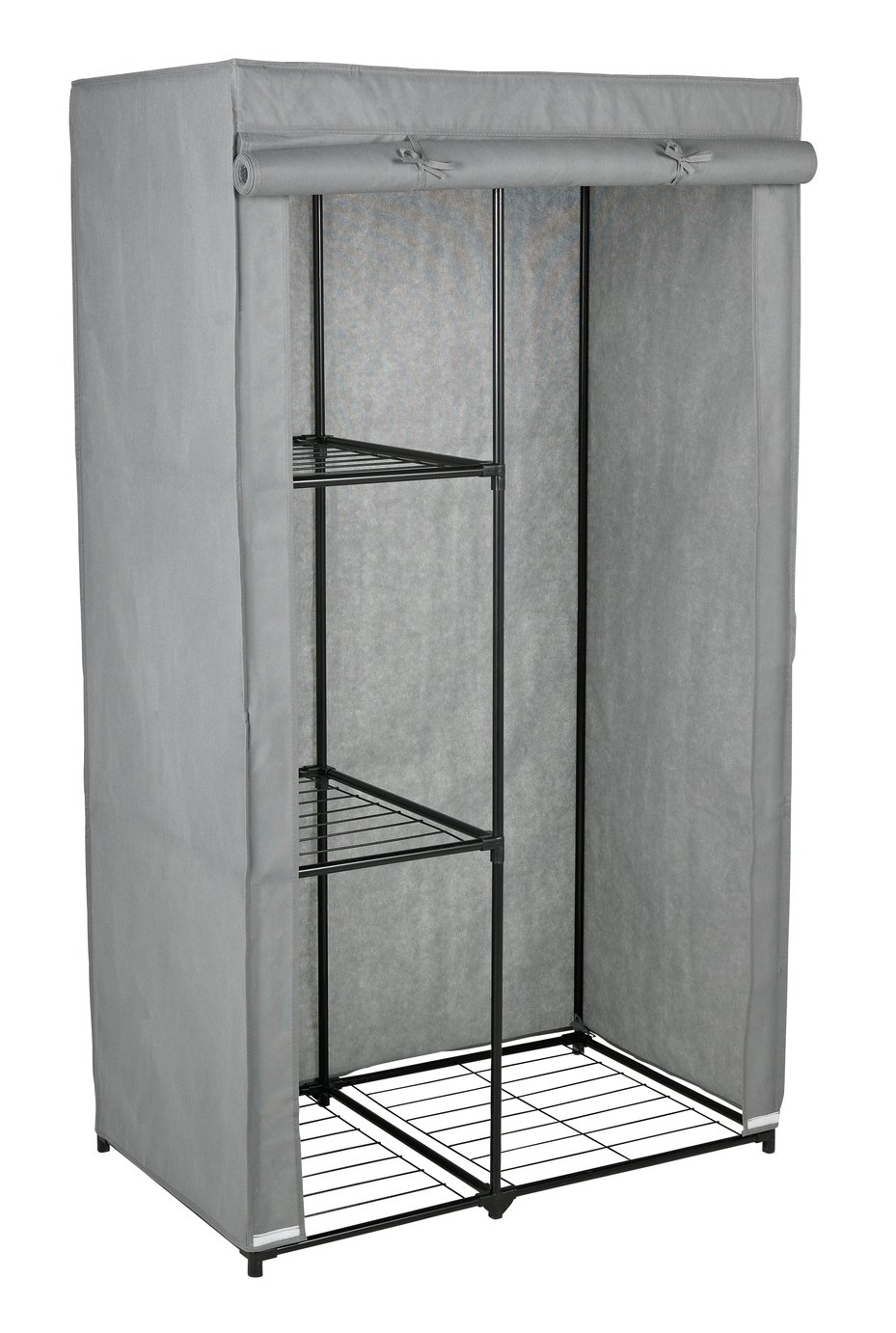 Argos Home Single Metal Framed Fabric Wardrobe Grey 9195291